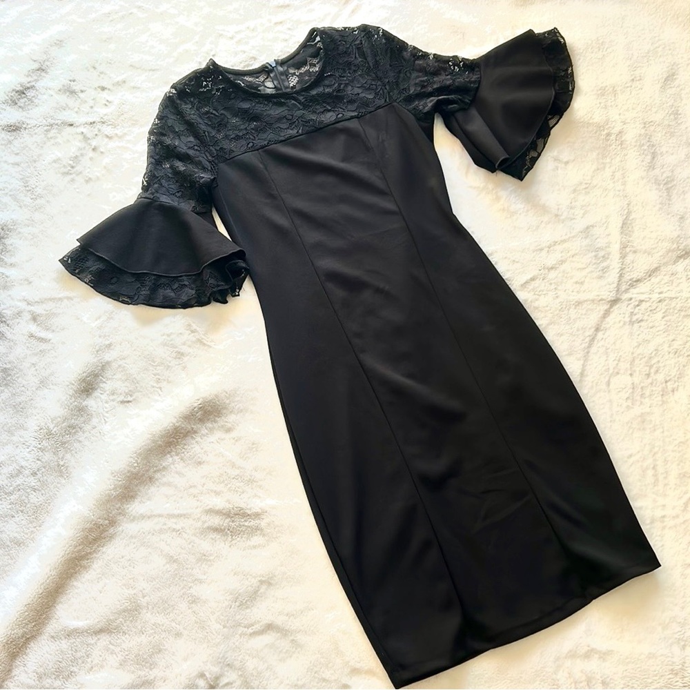Ryan Michelle Black Lace Bandage Dress, Size Small
